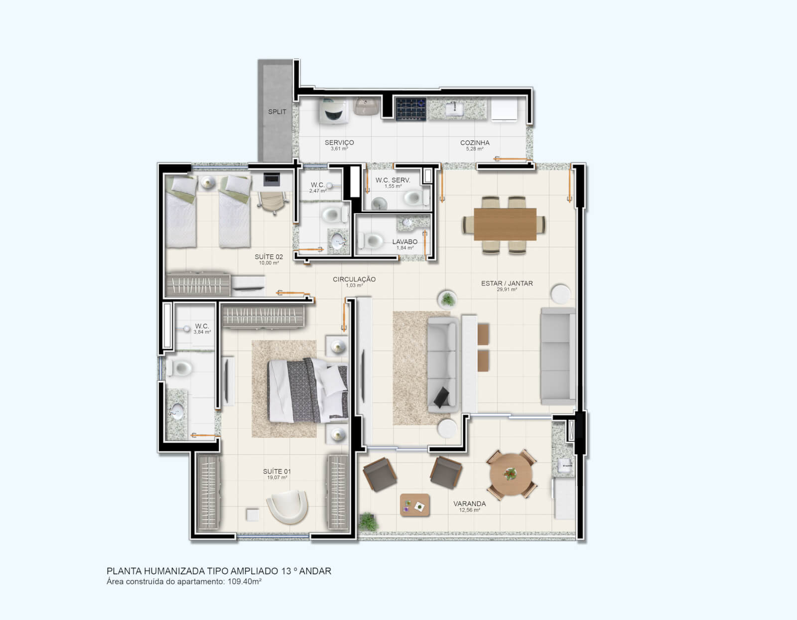 Apartamento de 109 m²